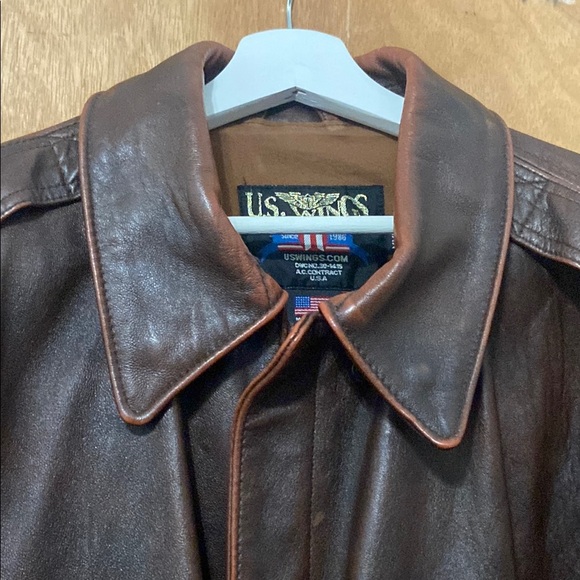 US Wings Brown Leather Jacket - Picture 2 of 16